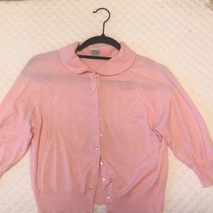 Sweet Cynthia Steffe pink sweater with small clear buttons.